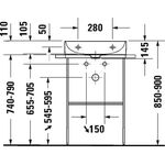 Duravit Waschtisch DURASQUARE o ÜL m HLB 500x470mm ohne Hahnloch weiß