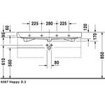Duravit Möbelwaschtisch HAPPY D.2 m ÜL HLB 1200x505mm 1 Hahnloch weiß