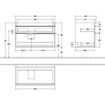 V&B Waschtischunterschrank VENTICELLO 953x590x502mm Griff Copper Glossy White