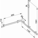 Keuco Duschhandlauf AXESS rechts silber-eloxiert 840/1140/1300mm