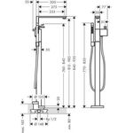 Fertigmontageset AXOR EDGE für Wannenmischer, bodenstehend chrom