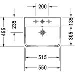 Duravit Waschtisch P3 Comforts m ÜL HLB 550x455mm 3 Hahnlöcher weiß WG