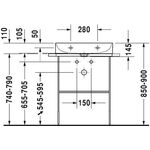 Duravit Waschtisch DURASQUARE o ÜL m HLB 600x470mm o Hahnloch weiß WG