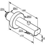 Kludi Wanneneinlauf ZENTA DN 20 m Umstellung Ausladung 170mm chr