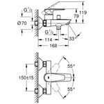 Grohe Einhand-Wannenbatterie BAUEDGE 1/2Zoll chr