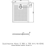 Hoesch Duschwanne S MUNA mit Antirutsch 900x750x30mm weiß