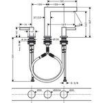 HG 3-Loch-Waschtischarmatur FINORIS 160 m PO Ablaufgarnitur 1 1/4Zoll mattschwar