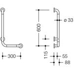 Hewi Winkelgriff SERIE 801 d= 33mm Ausladung 90mm 300x600mm maigrün