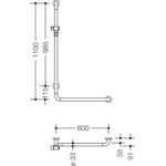 Hewi Winkelgriff SERIE 801 se 1100mm mit Brausehalter senfgelb