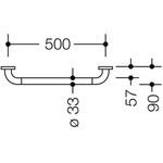 Hewi Haltegriff SERIE 801 90 ti. d= 33mm Achsmaß 500mm tiefschwarz
