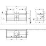 V&B Waschtischunterschrank FINION 1200x603x501mm Abdpl Glas w ma glos. w