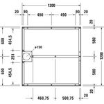 Duravit Fußgestell für Duschwanne Quadrat 1200x1200mm