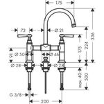2-Griff-WT-Armatur 220 AXOR MONTREUX DN 15 m Hebelgr. m ZAG 1 1/4Zoll bru red go
