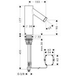 Elektronik-Waschtischmischer AXOR STARCK DN 15 Batt-Betr 6 V m Temp.reg. bru ni
