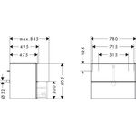 HG Waschtischunterschrank Xelu Q 780x605x475mm diamantengrau ma Gri mweiß