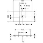 HG Konsole Xelu Q 980x550mm m Auss mittig weiß hochglanz