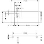 HG Konsole Xelu Q 1360x550mm m Auss links weiß hochglanz