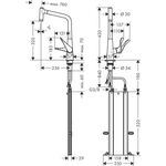 Einhebel-Küchenmischer Metris M71 ComfortZone 320, Eco, 2 jet, sBox chrom