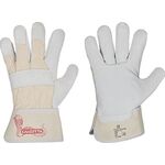 Handschuh CALCUTTA EN388 Gr.9 naturfarben Rindleder Doppelnaht gummierte Stulpe - VPE: 12