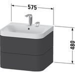Duravit Waschtischset HAPPY D.2 PLUS 575x490mm ein Hahnloch weiß hochglanz
