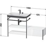 Duravit Waschtischset HAPPY D.2 PLUS 1400x490mm ohne Hahnloch weiß hochglanz
