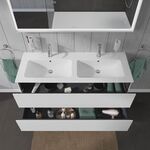 Duravit Waschtischunterbau L-CUBE 1290x481mm 2 Schubk we ma ES Ahorn mitte