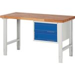 Werkbank Ser.BK 650 B1500xT700xH790-1140mm Buche grau blau 2 Schubl.PROMAT
