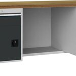 Werkbank grau lichtgrau B2000xH859xT750mm Buche Multiplex 40mm 2 Schubl.2 Türen