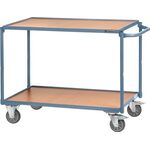 Tischwagen 2 Ladeflächen L850xB500mm blau Trgf.300kg Schiebebügel waagerecht