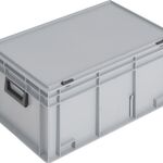 Ku.-Koffer L600xB400xH293mm PP 2 Griffe Schiebeverschluss grau 55l LOCKWEILER