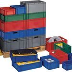 Transportstapelbehälter L600xB400xH320mm grau PP Seitenwände geschl.LA-KA-PE