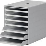 Schubladenbox 7 Schubl.m.versenkbarer Frontklappe grau H322xB250xT365mm DURABLE