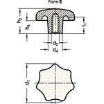 Sterngriff DIN 6336 m.Gewindebuchse Ku.d1 40mm d2 M 8mm - VPE: 25