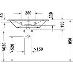 Duravit Waschtisch VIU 830x490mm m ÜL m HLB 3 HL weiß WG