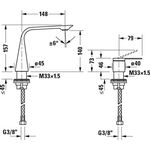 Duravit 2-Loch-Waschtischbatterie D.1 M o Zugstangen-Ablaufgarnitur schwarz matt
