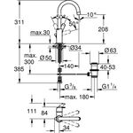 Grohe Einhand-WTbatterie EUROSMART DN 15 L-Size schwb Rohrauslauf chr