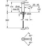 GROHE Einhand-Waschtischbatterie Essence 1/2Zoll S-Size glatter Körper su-st