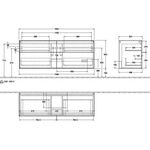 V&B Waschtischunterschrank FINION 1600x603x501mm AP Glas bl ma bl ma lacq.