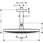 HG Kopfbr RAINDANCE SELECT S 300 2jet mit Deckenanschluss 100mm chrom