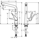 HG Einhebel-Spültischmischer 320 METRIS DN 15, mit Select-Knopf Edelstahl-Optik