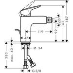 HG Einhebel-Bidetmischer 100 LOGIS DN 15 m ZAG G 1 1/4Zoll chrom