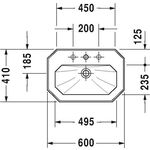 Duravit Waschtisch 1930 m ÜL HLB 1 Hahnloch 600x410mm weiß