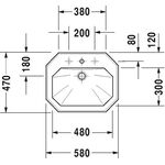 Duravit Einbauwaschtisch 1930 m ÜL HLB 580x470mm 1 Hahnloch weiß