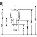 Duravit Urinal BEN 370x350mm m Fliege Zul von oben weiß WG