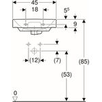 Geberit Handwaschbecken SMYLE Square 450x360mm m HL m ÜL asymmetrisch weiß
