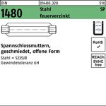 Spannschlossmutter DIN 1480 offen SP M24/255 Stahl ÜZ feuerverz. 1 Stück