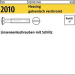 Linsensenkschraube ISO 2010 Schlitz M6x16 Messing galv. verchromt 200St. - VPE: 200