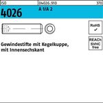 Gewindestift ISO 4026 Kegelkuppe/Innen-6kt M8x 30 A 1/A 2 100 Stück - VPE: 100
