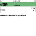 Knebelmutter DIN 6305 festem Knebel M10 5 brüniert 1 Stück