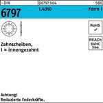 Zahnscheibe DIN 6797 FormI innengezahnt I 3,2 1.4310 2000 Stück - VPE: 2000